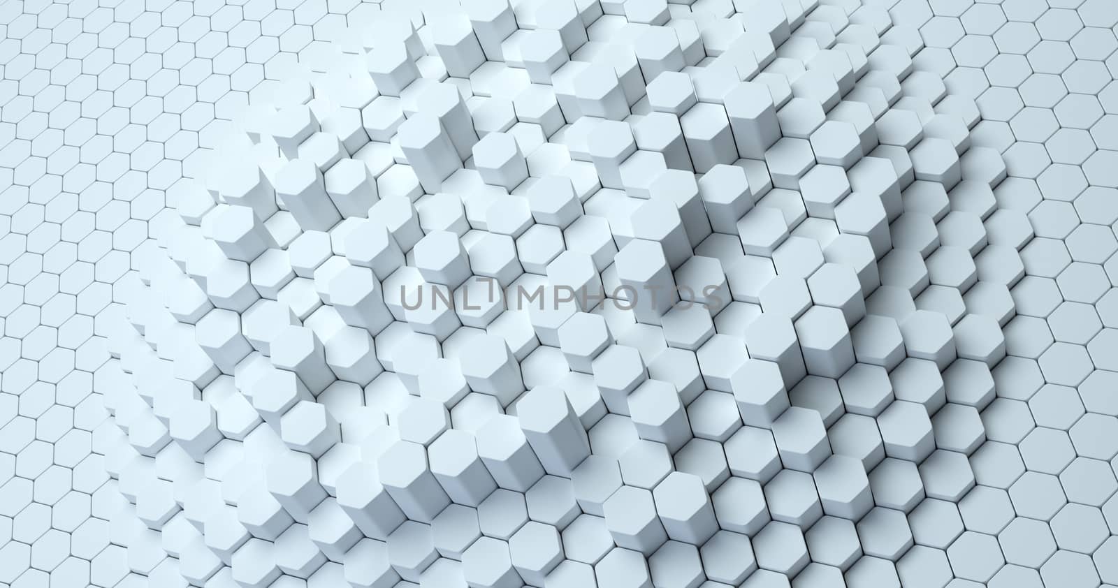Abstract technological hexagonal background. 3d rendering. Geometric pattern. Graphic design elementfor wallpaper.
