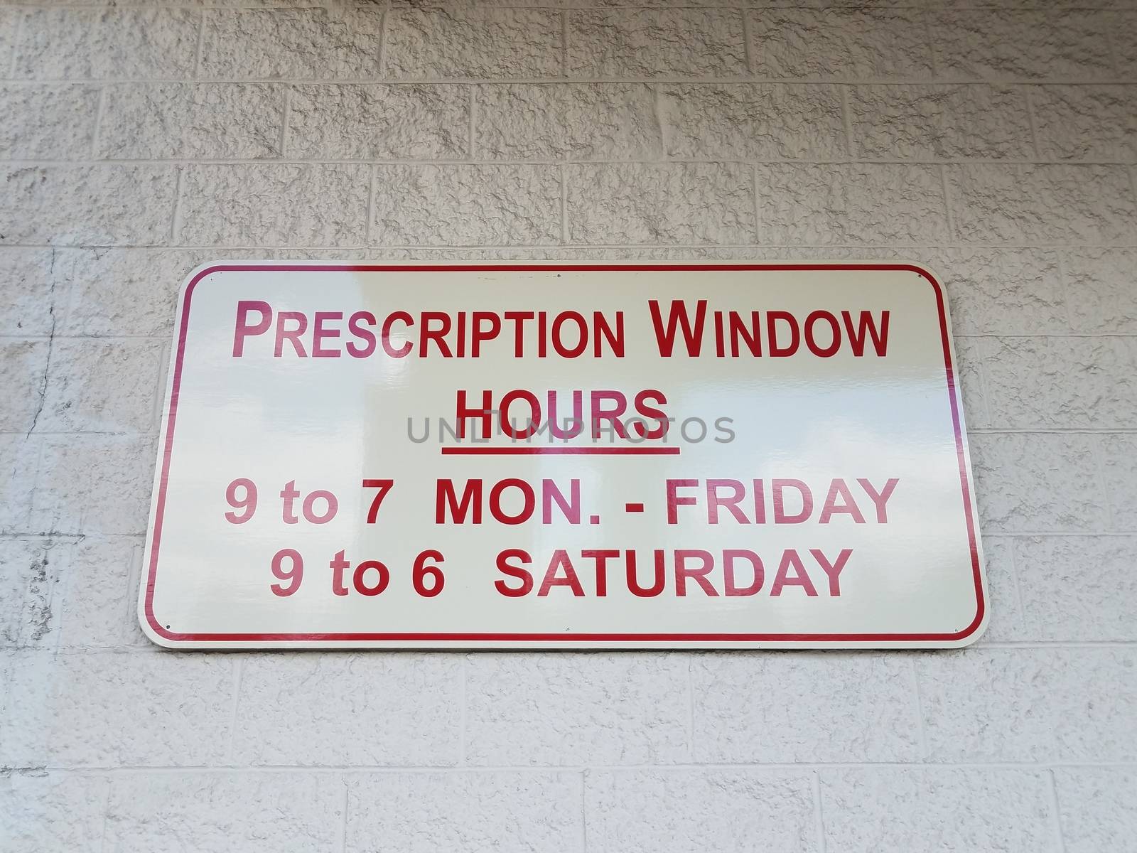 prescription window hours sign times and days by stockphotofan1