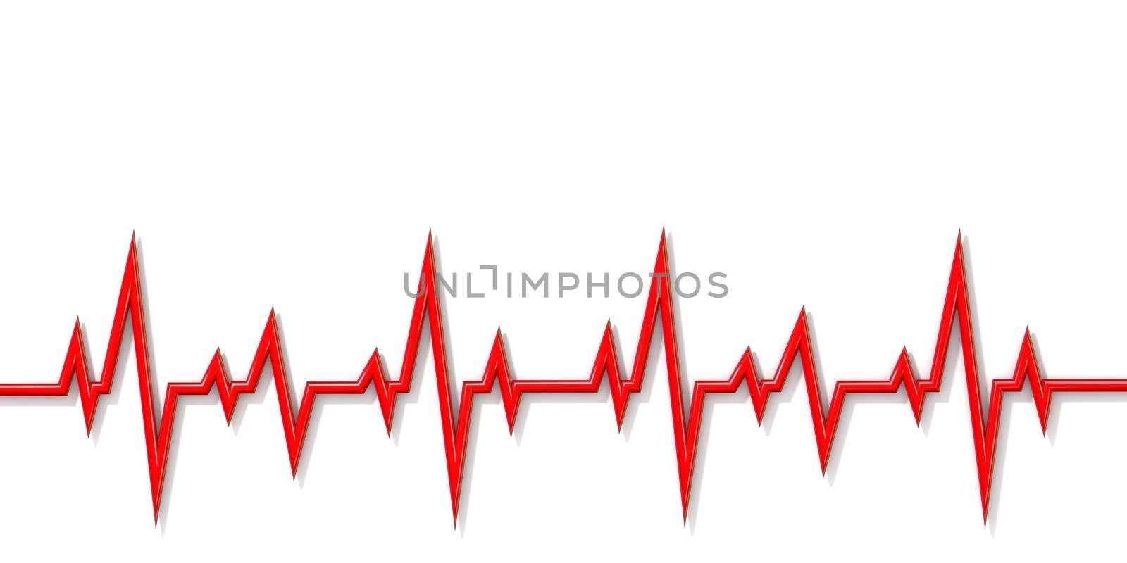 Cardiogram line 3D rendering illustration isolated on white background