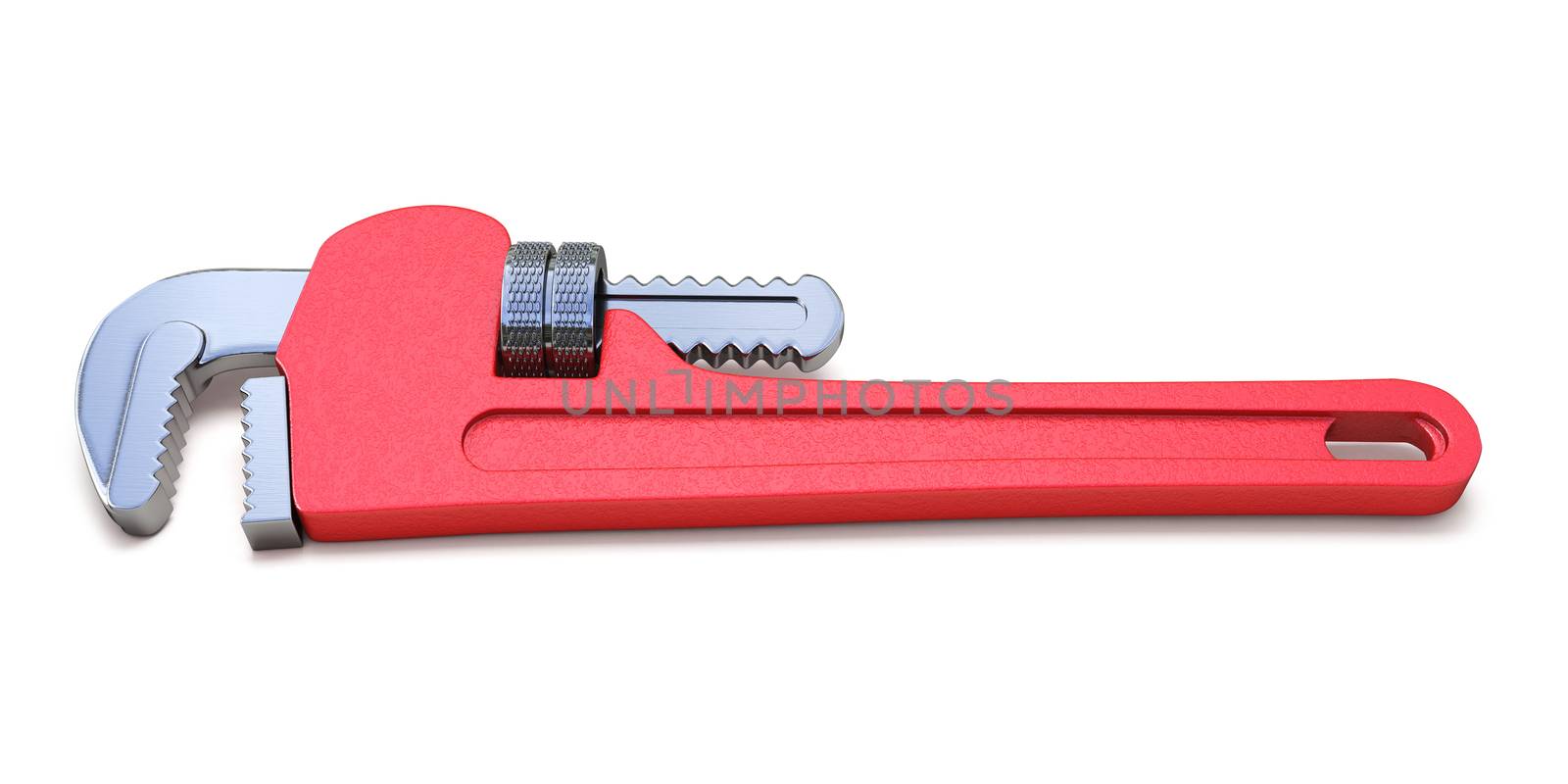 Pipe wrench 3D rendering illustration isolated on white background