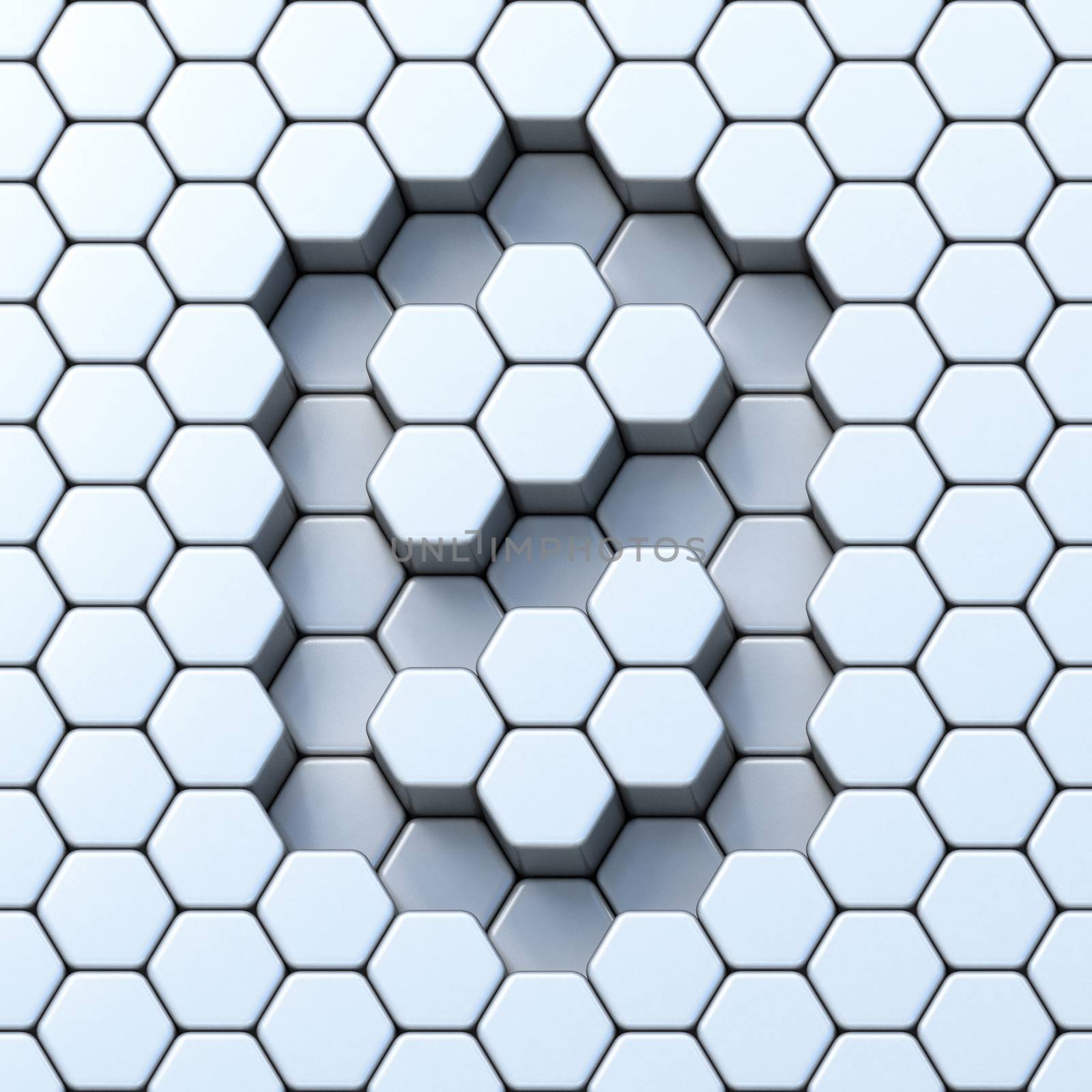 Hexagonal grid number ZERO 0 3D by djmilic