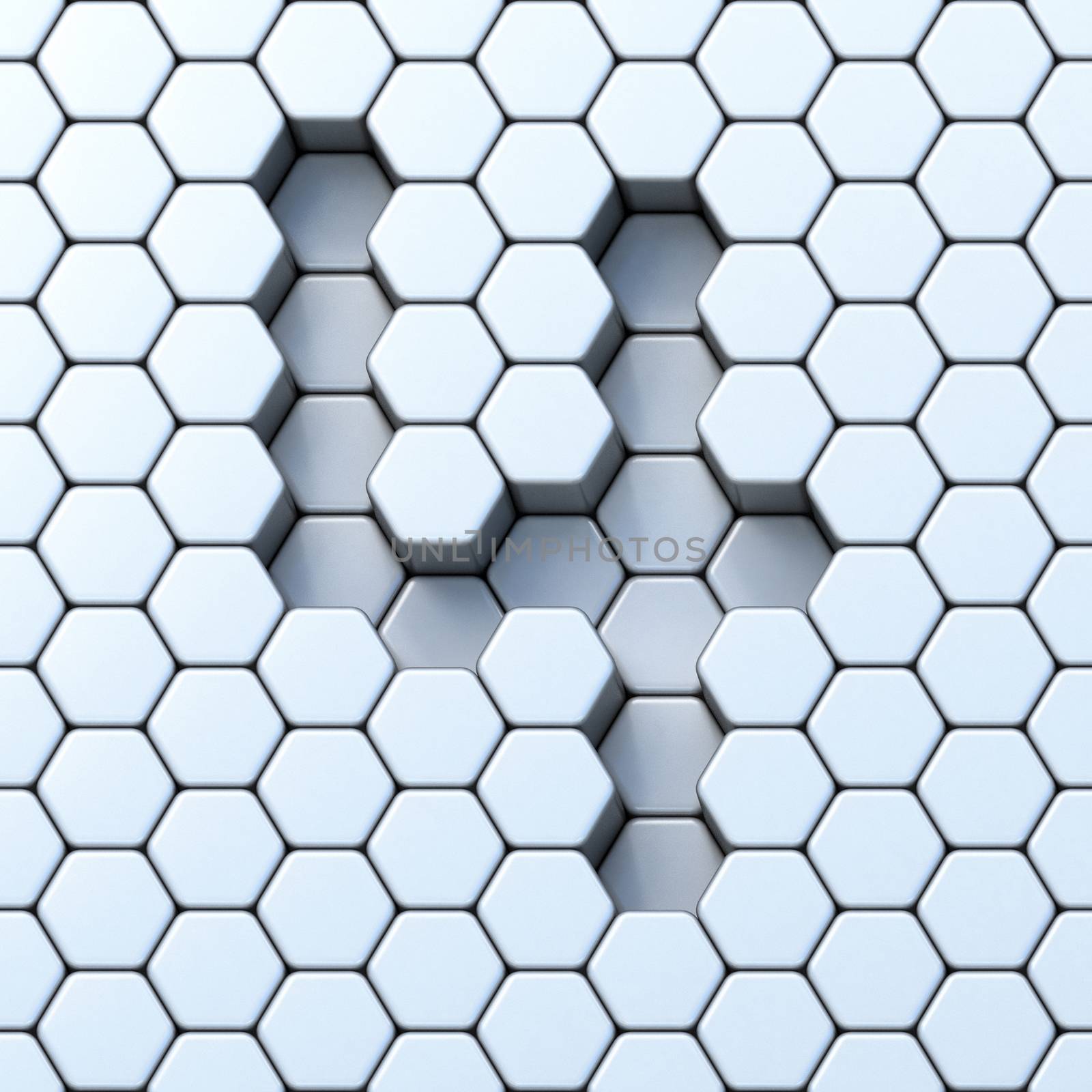 Hexagonal grid number FOUR 4 3D render illustration