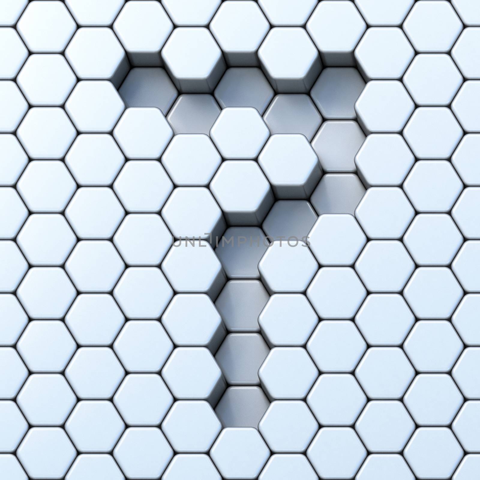 Hexagonal grid number SEVEN 7 3D render illustration