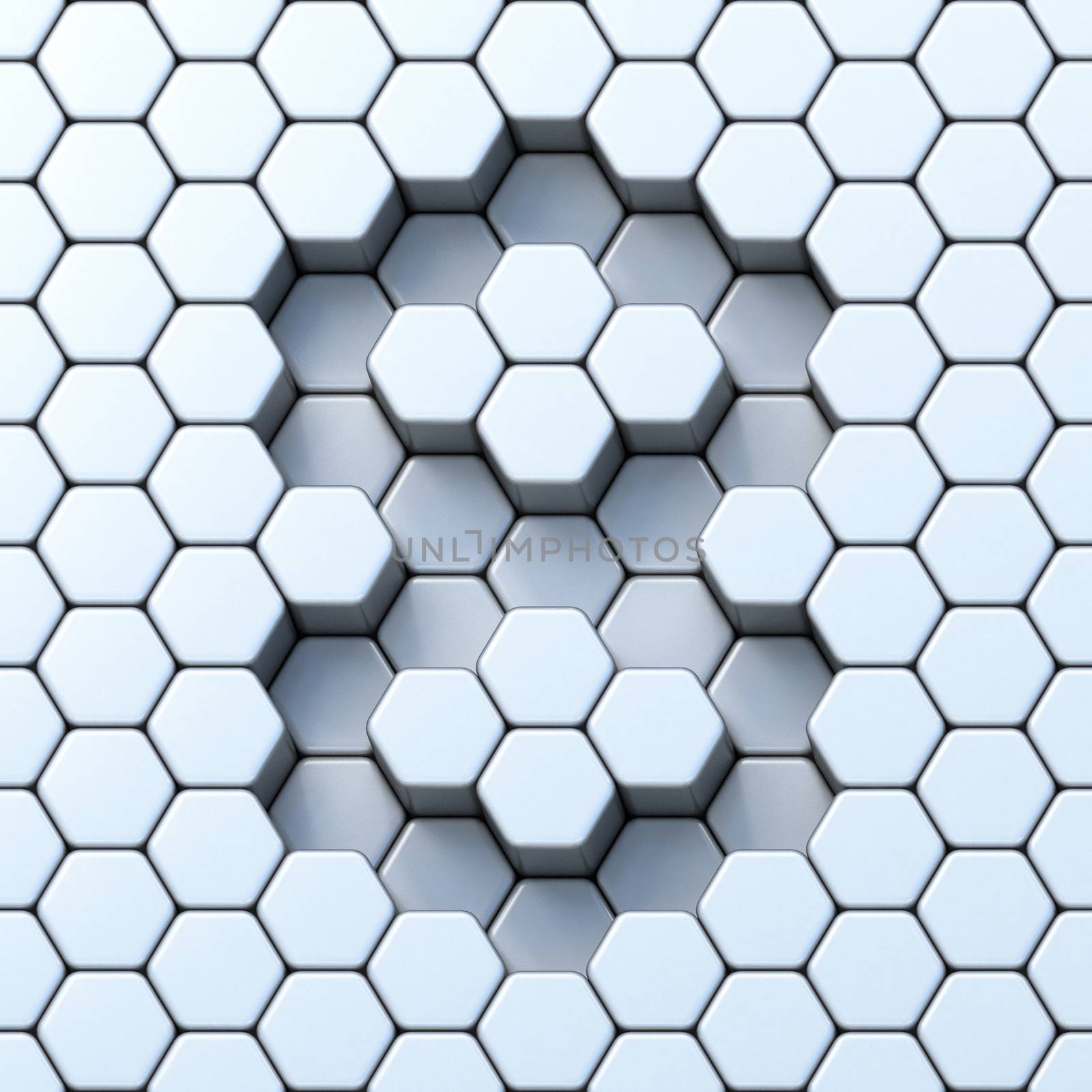 Hexagonal grid number EIGHT 8 3D render illustration