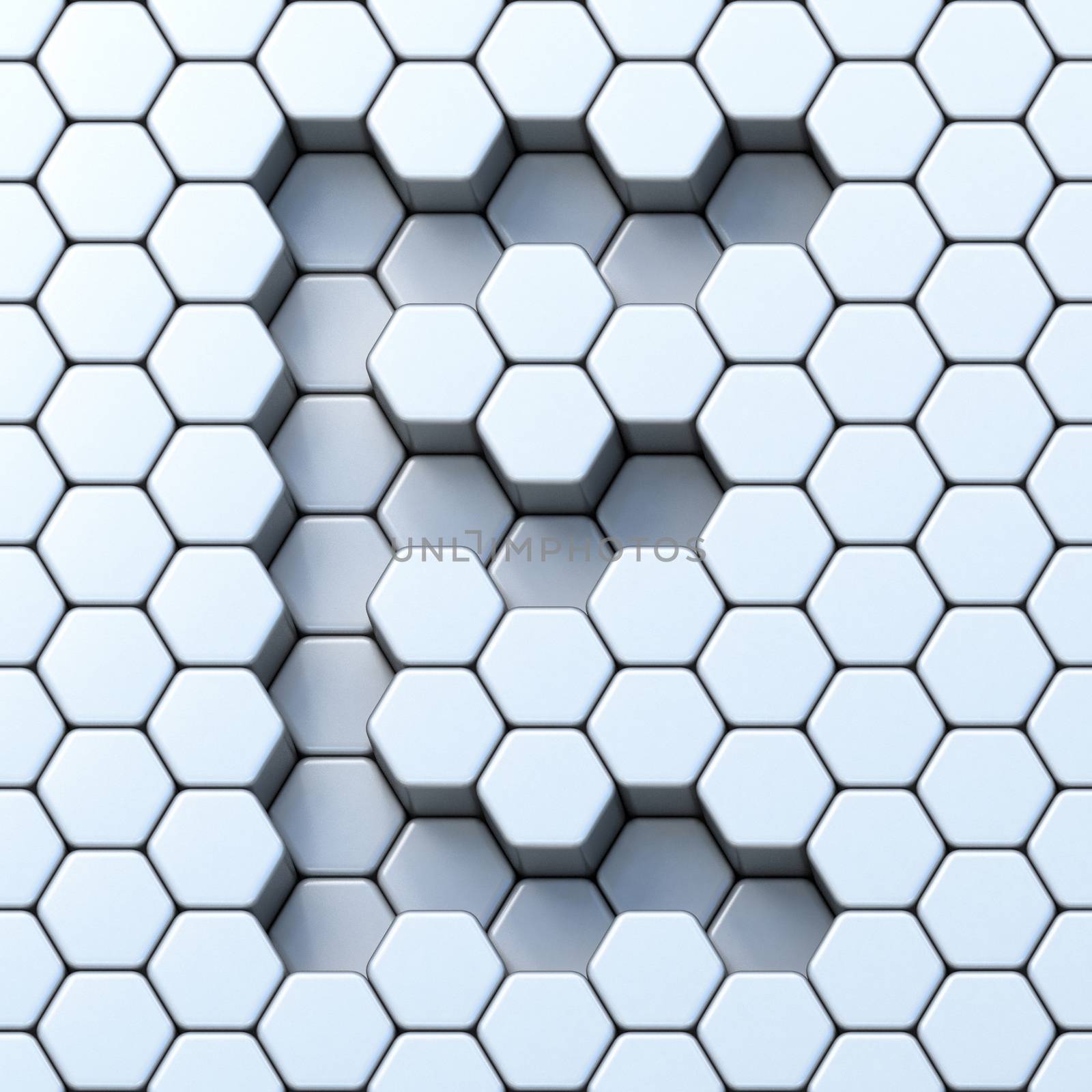 Hexagonal grid letter E 3D by djmilic