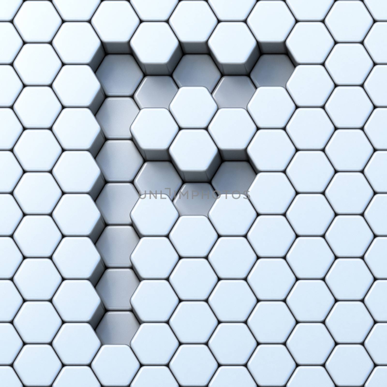 Hexagonal grid letter F 3D by djmilic