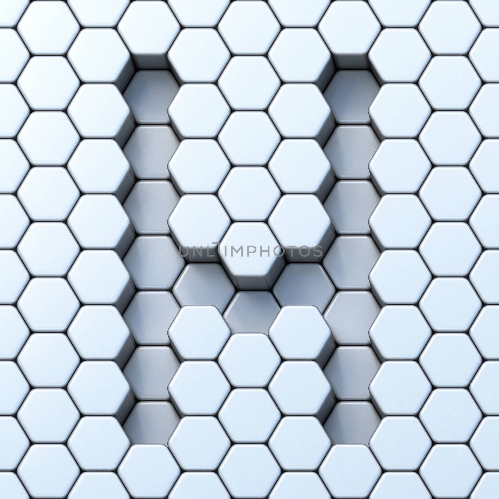 Hexagonal grid letter H 3D by djmilic