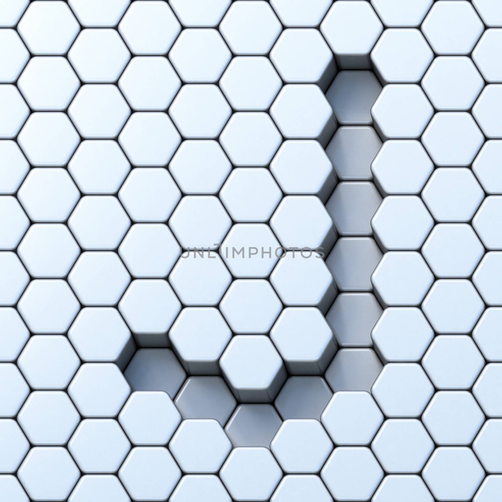 Hexagonal grid letter J 3D by djmilic