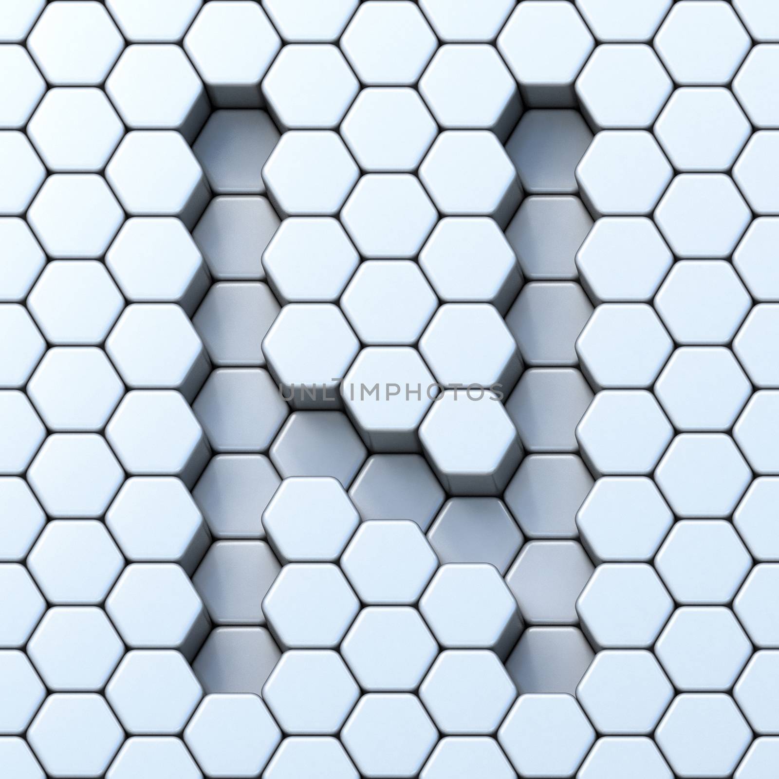 Hexagonal grid letter N 3D by djmilic