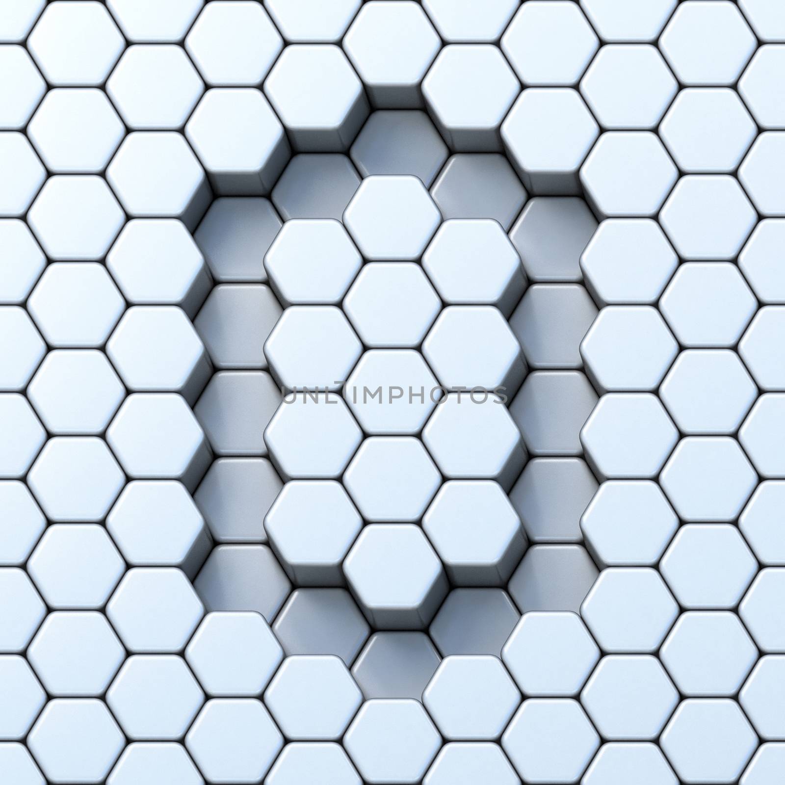 Hexagonal grid letter O 3D by djmilic