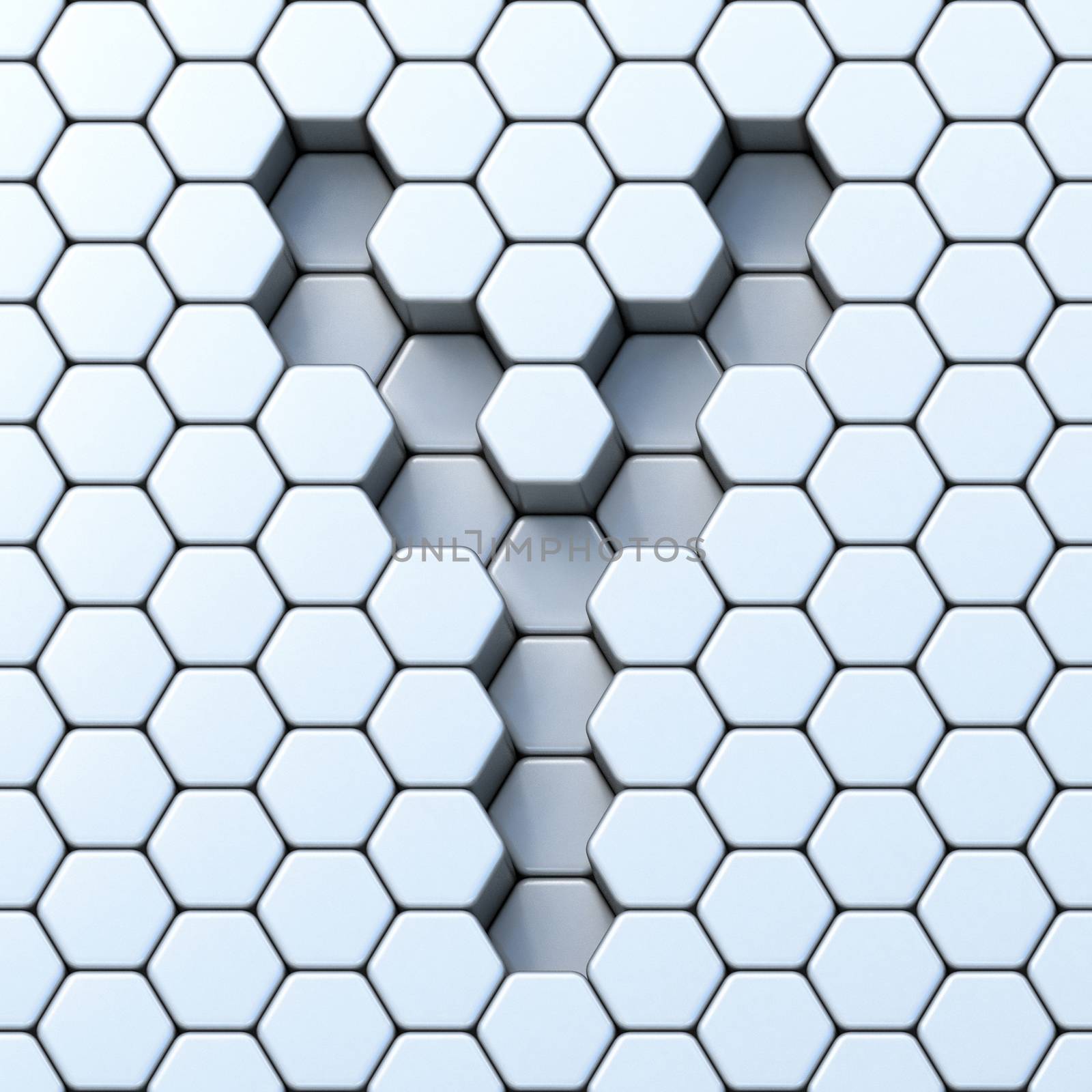 Hexagonal grid letter Y 3D render illustration