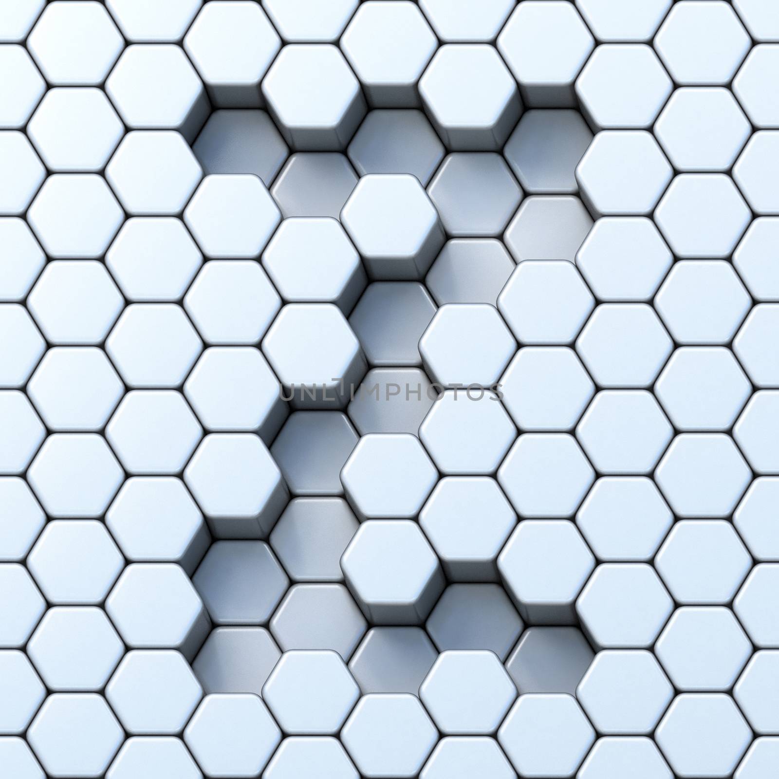 Hexagonal grid letter Z 3D render illustration