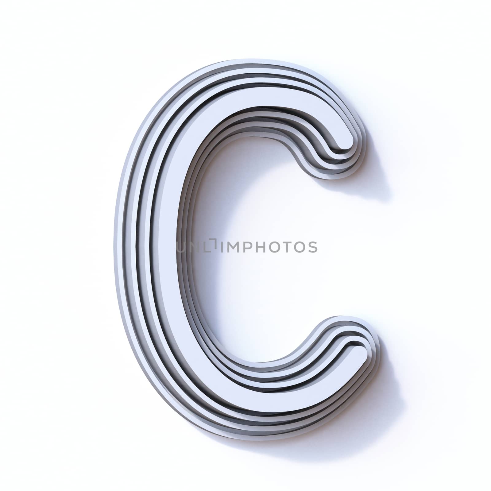 Three steps font letter C 3D render illustration isolated on white background