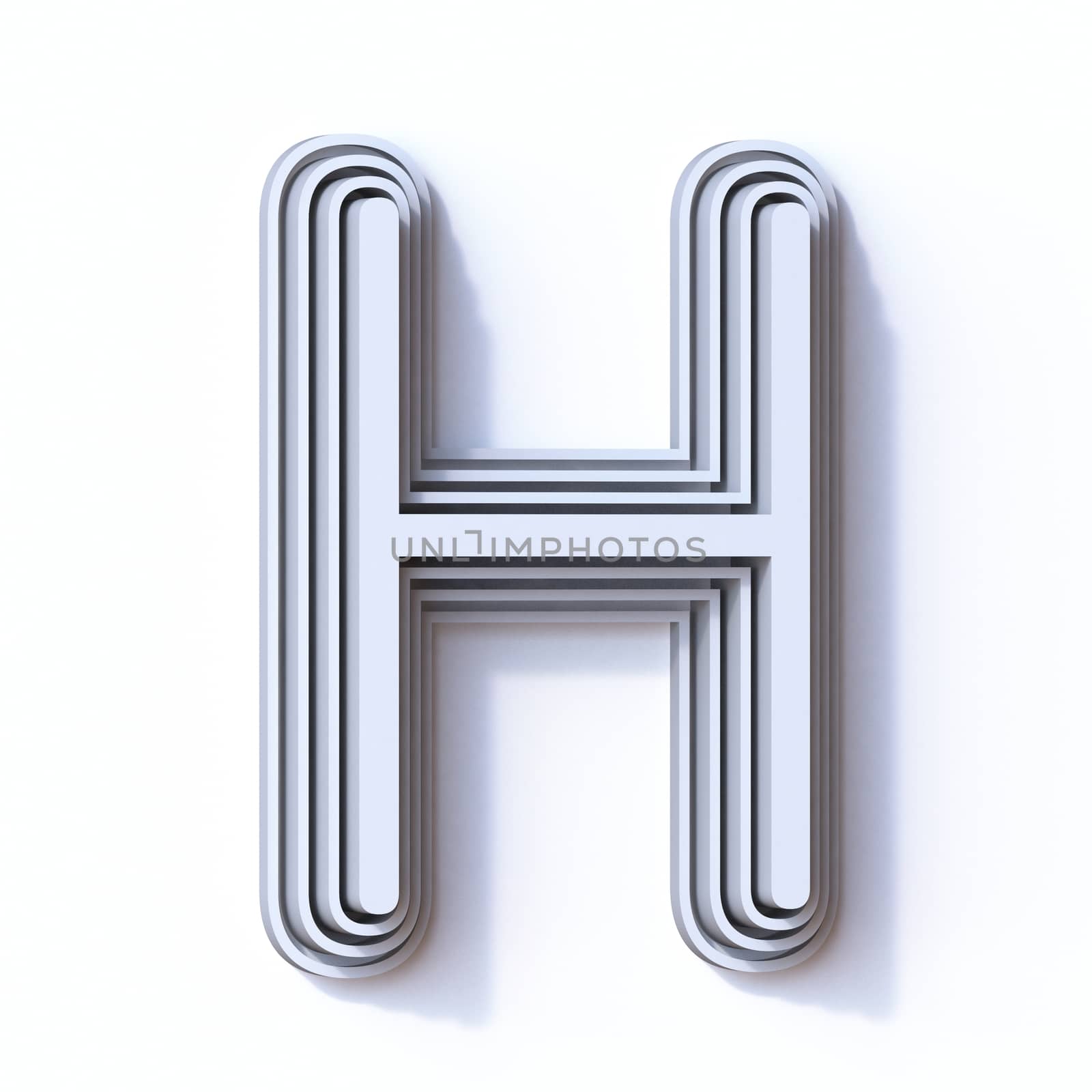 Three steps font letter H 3D render illustration isolated on white background