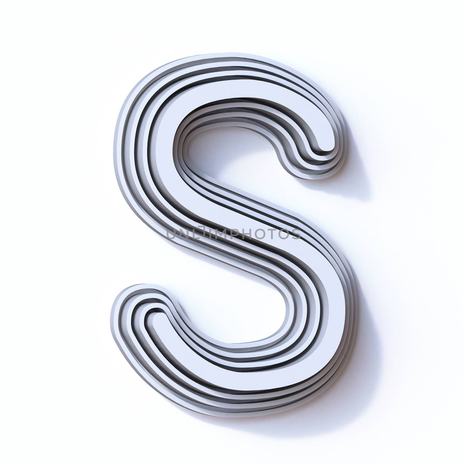 Three steps font letter S 3D render illustration isolated on white background