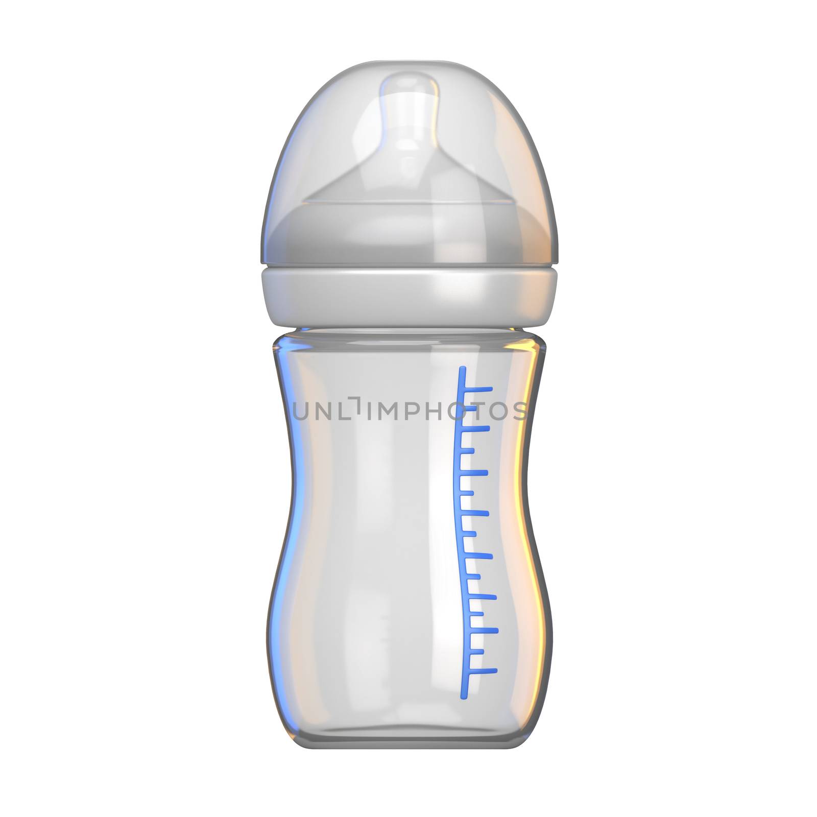 Baby bottle empty closed 3D rendering illustration isolated on white background