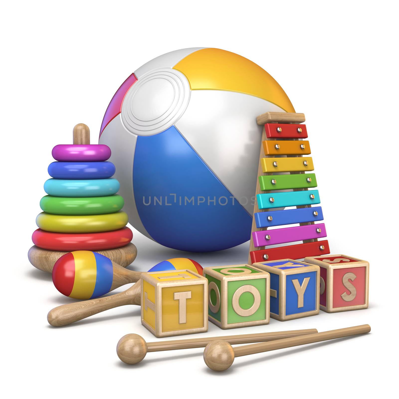 Kids toys concept 3D rendering illustration isolated on white background