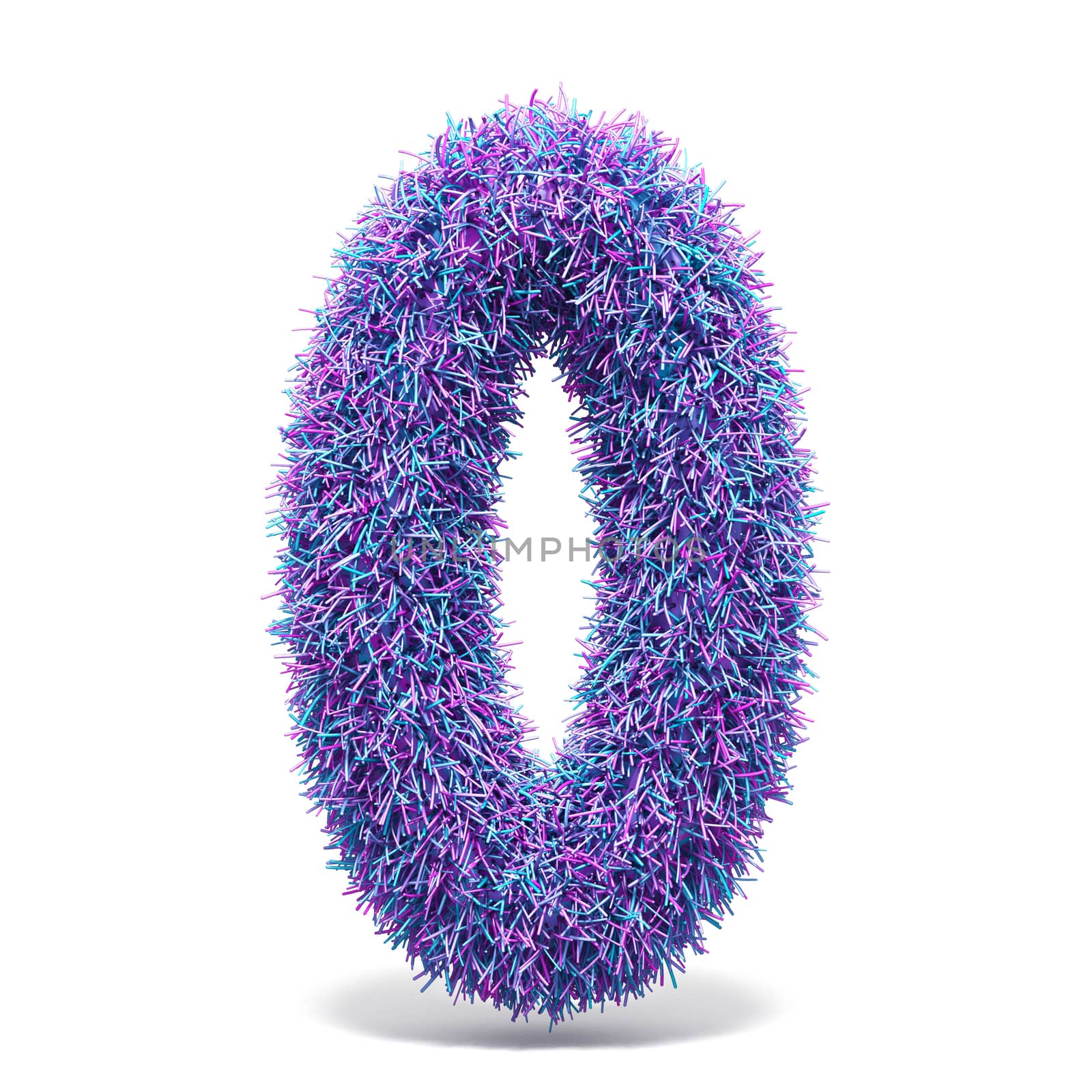 Purple faux fur number 0 ZERO 3D by djmilic
