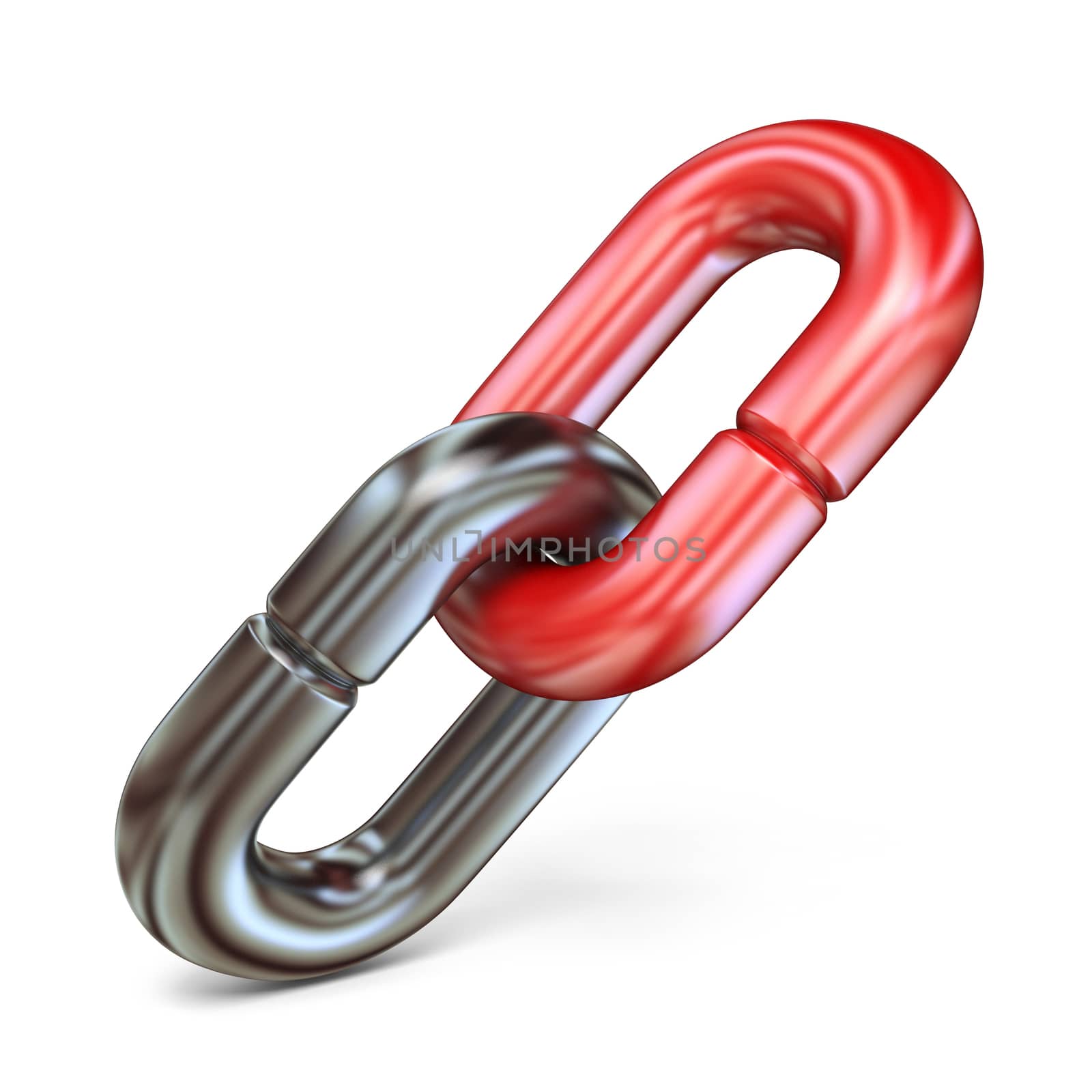 Red chain link icon 3D rendering illustration isolated on white background