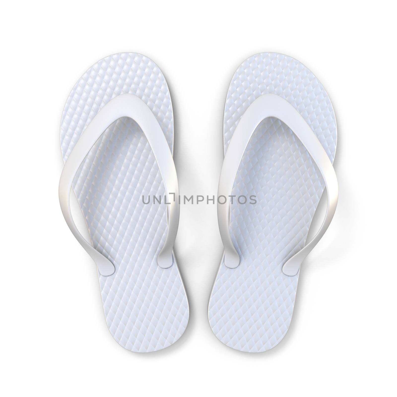 White flip flops top view 3D rendering by djmilic