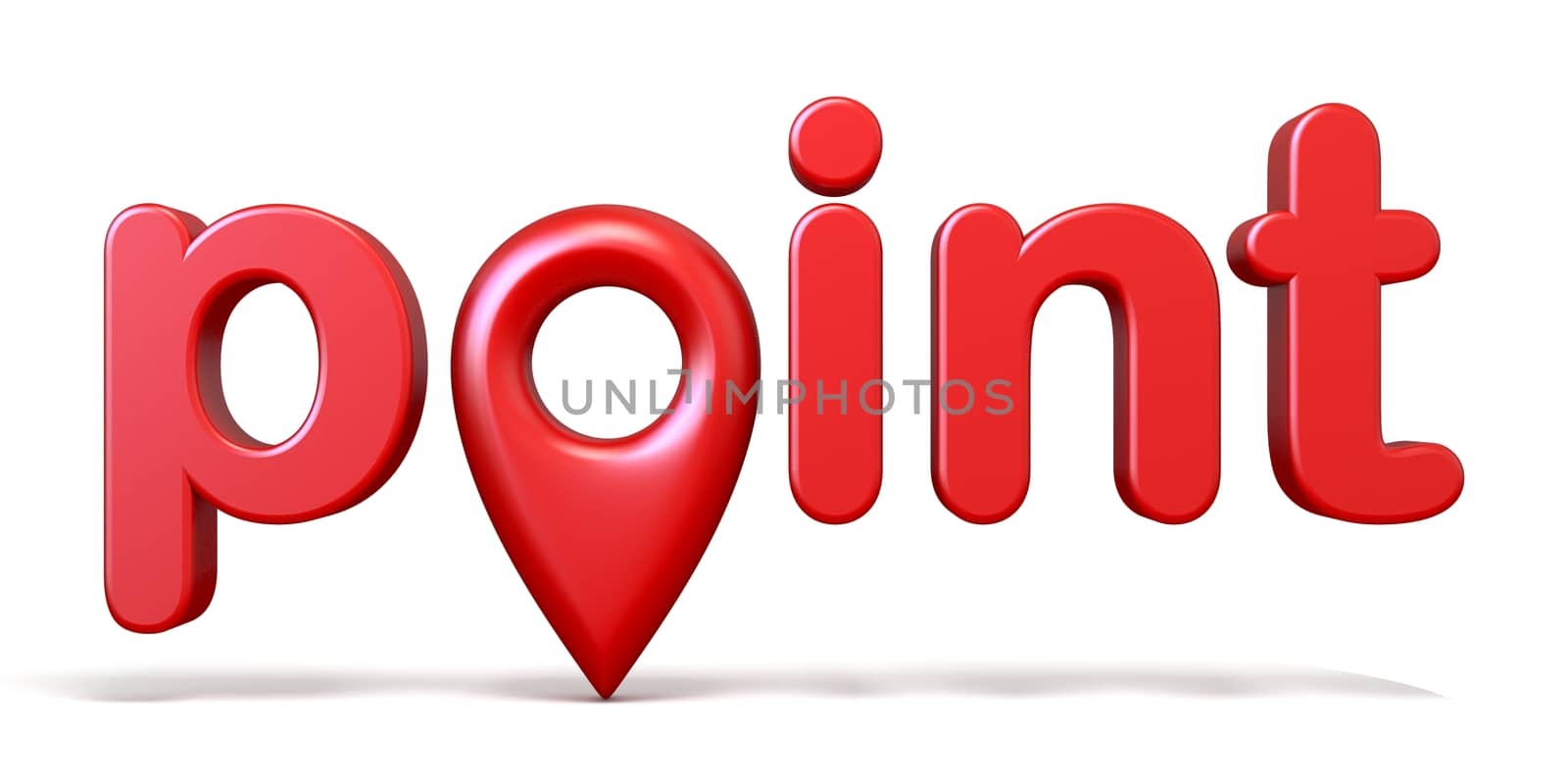 Red word POINT with map pointer 3D rendering illustration on whi by djmilic