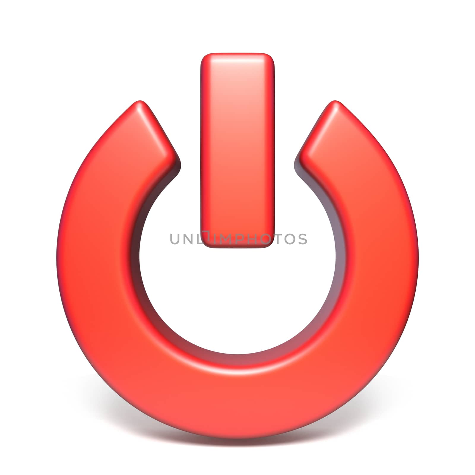 Red power sign 3D rendering illustration isolated on white background