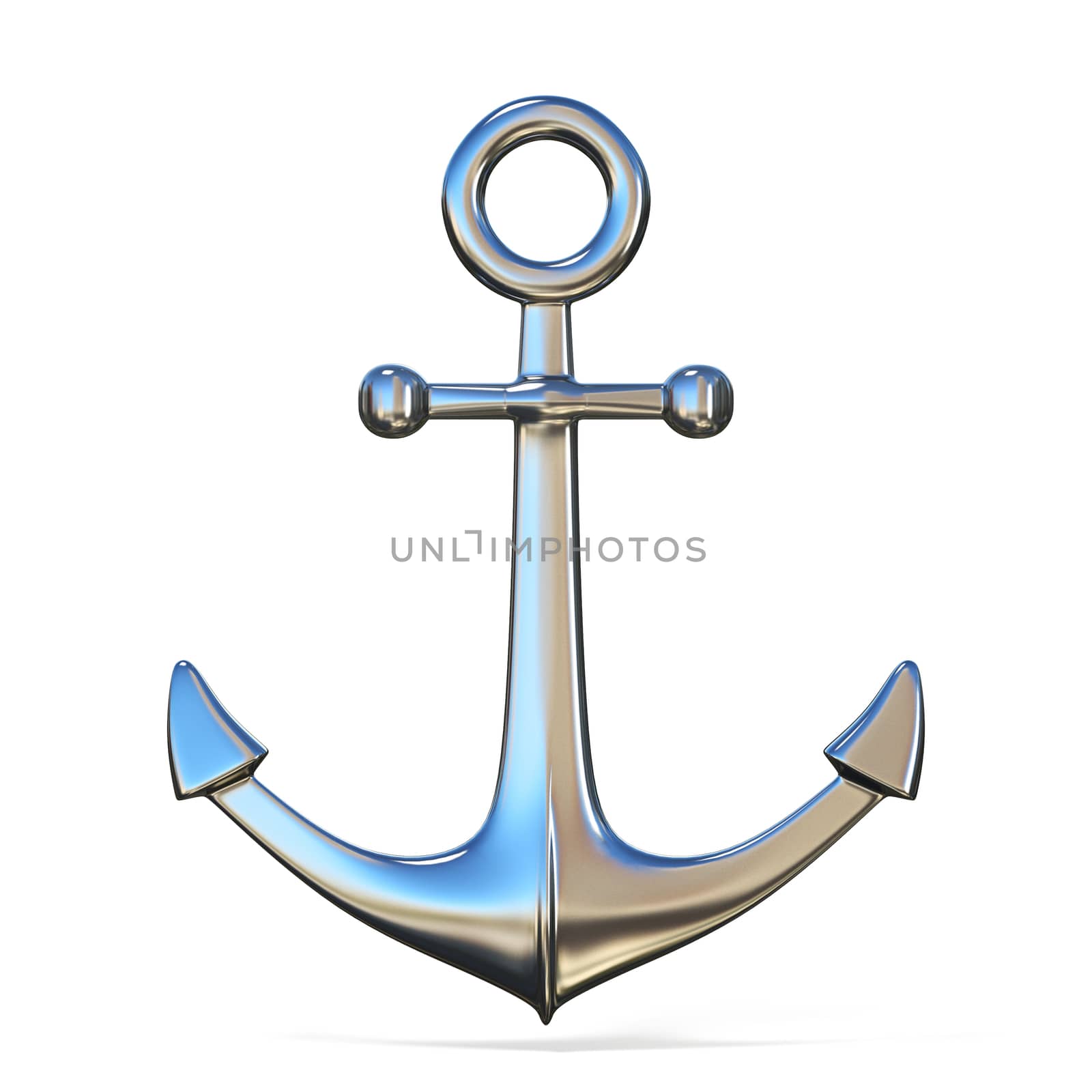 Steel anchor 3D rendering illustration on white background by djmilic