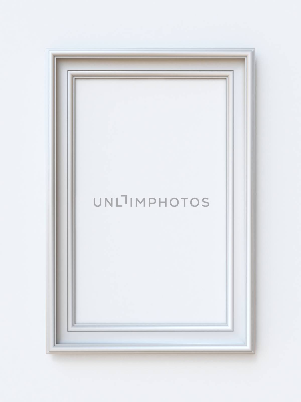 White picture frame rectangular 3D rendering illustration isolated on white background