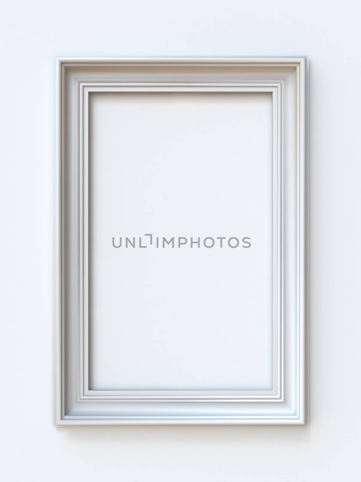 White picture frame rectangular 3D rendering illustration isolated on white background