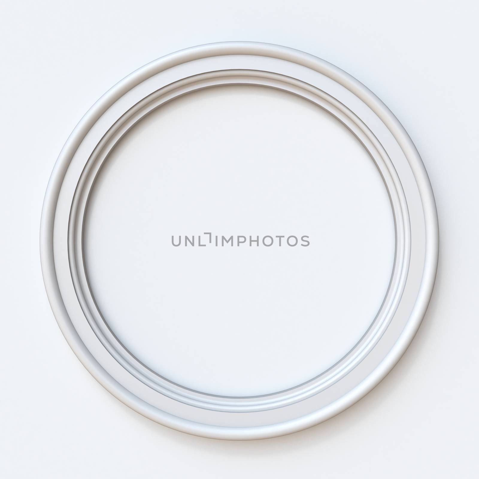 White picture frame circular 3D rendering illustration isolated on white background