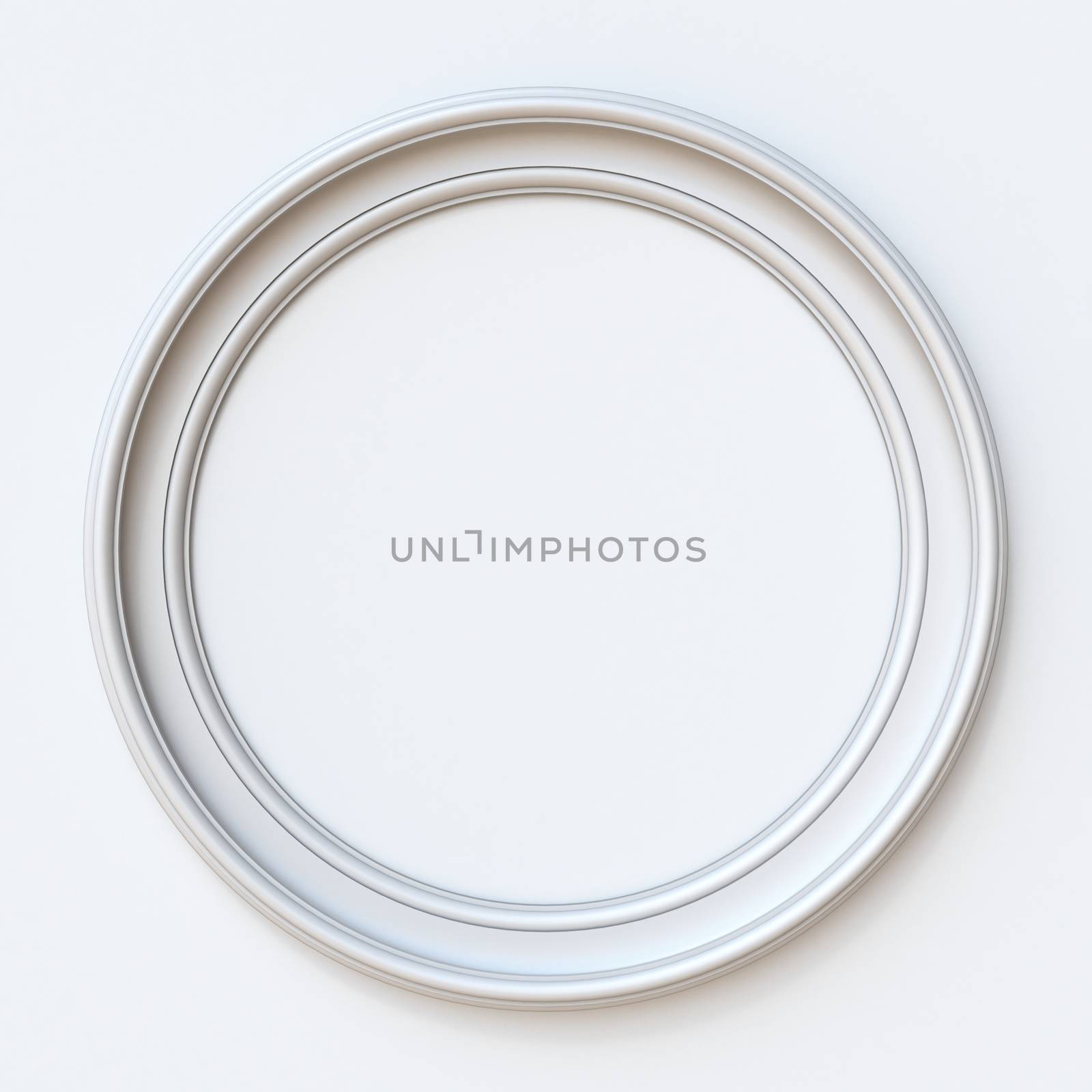 White picture frame circular 3D rendering illustration isolated on white background