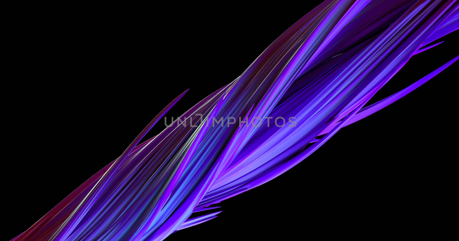 Abstract twisted lines. Modern design shape on dark background. Digital technology concept. Liquid color brush stroke. 3d render