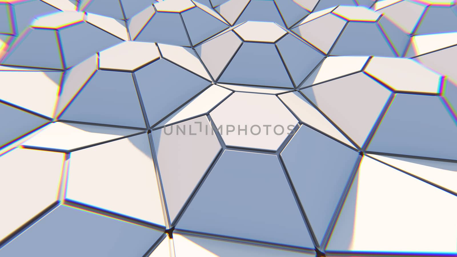 White geometric hexagonal abstract background. 3D illustration