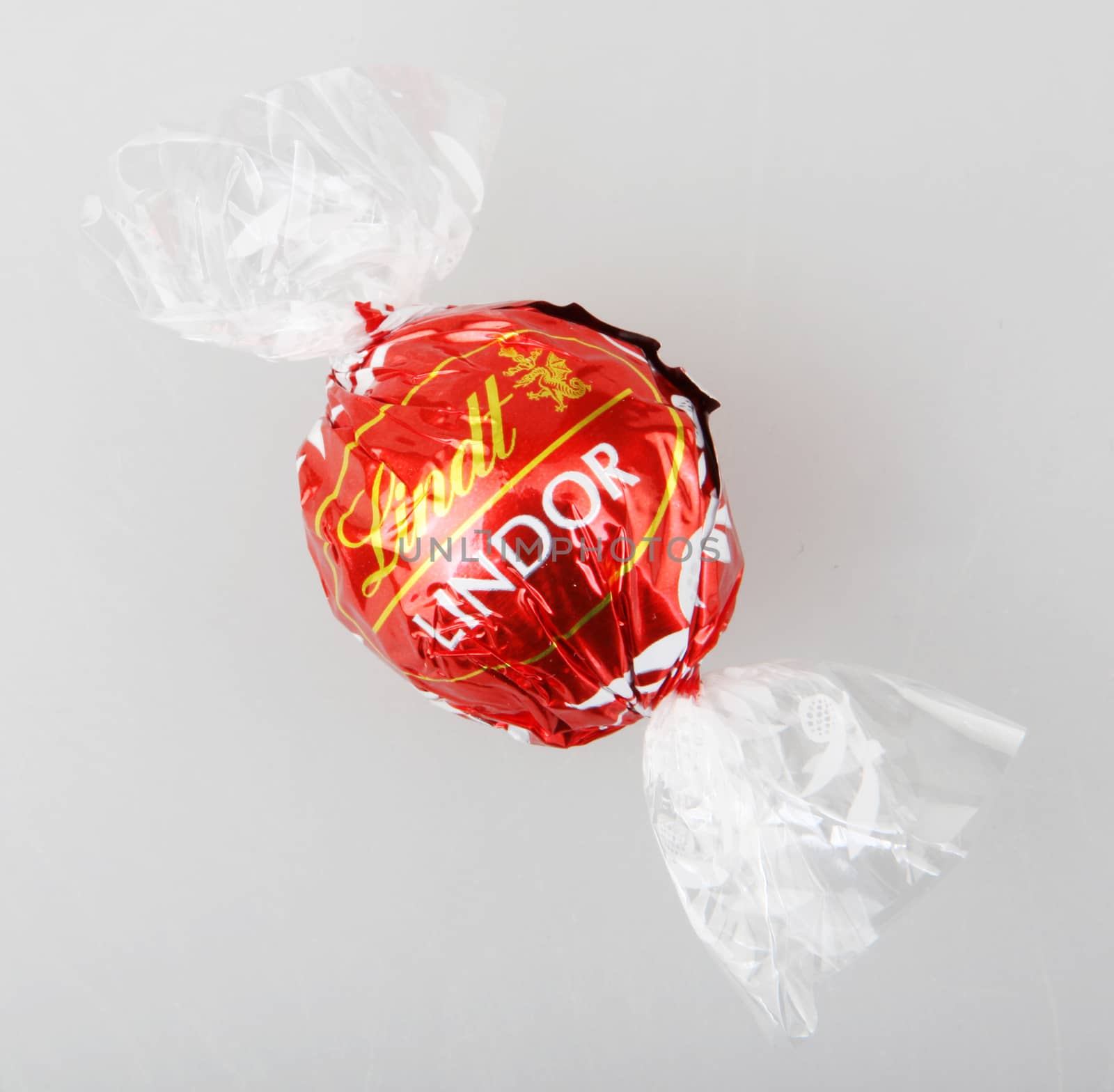 Pomorie, Bulgaria - May 16, 2019: Milk Chocolate Lindor Truffle. Lindt Is Recognized As A Leader In The Market For Premium Quality Chocolate.