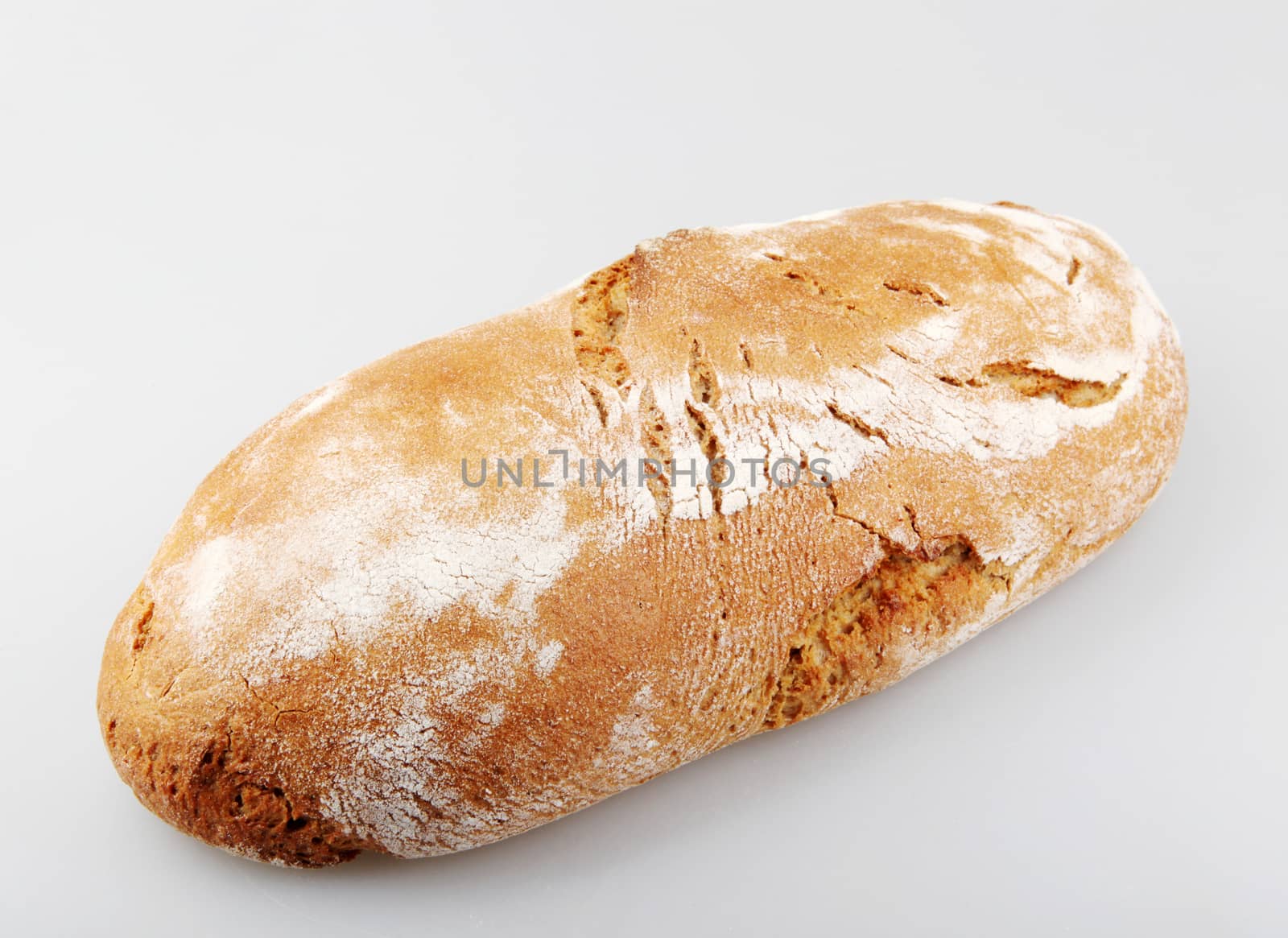 Freshly Baked Bread Against White Background by nenovbrothers
