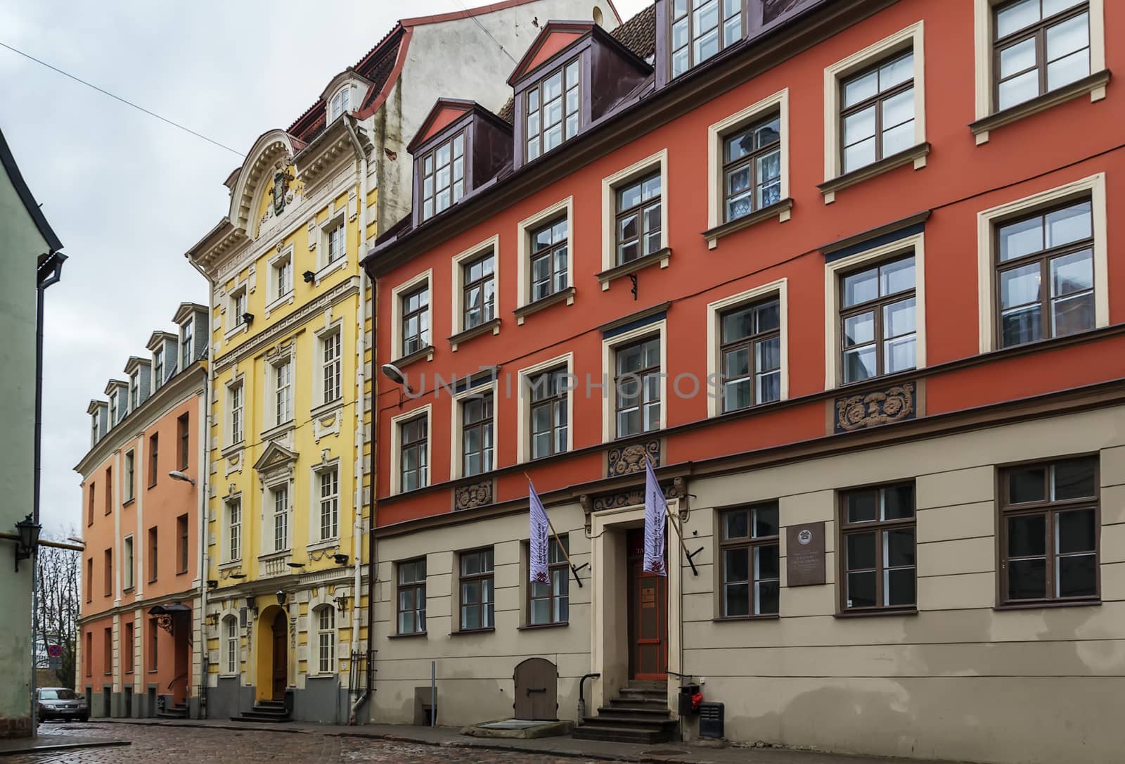 Street of the historical houses in the old town of Riga, Latvia