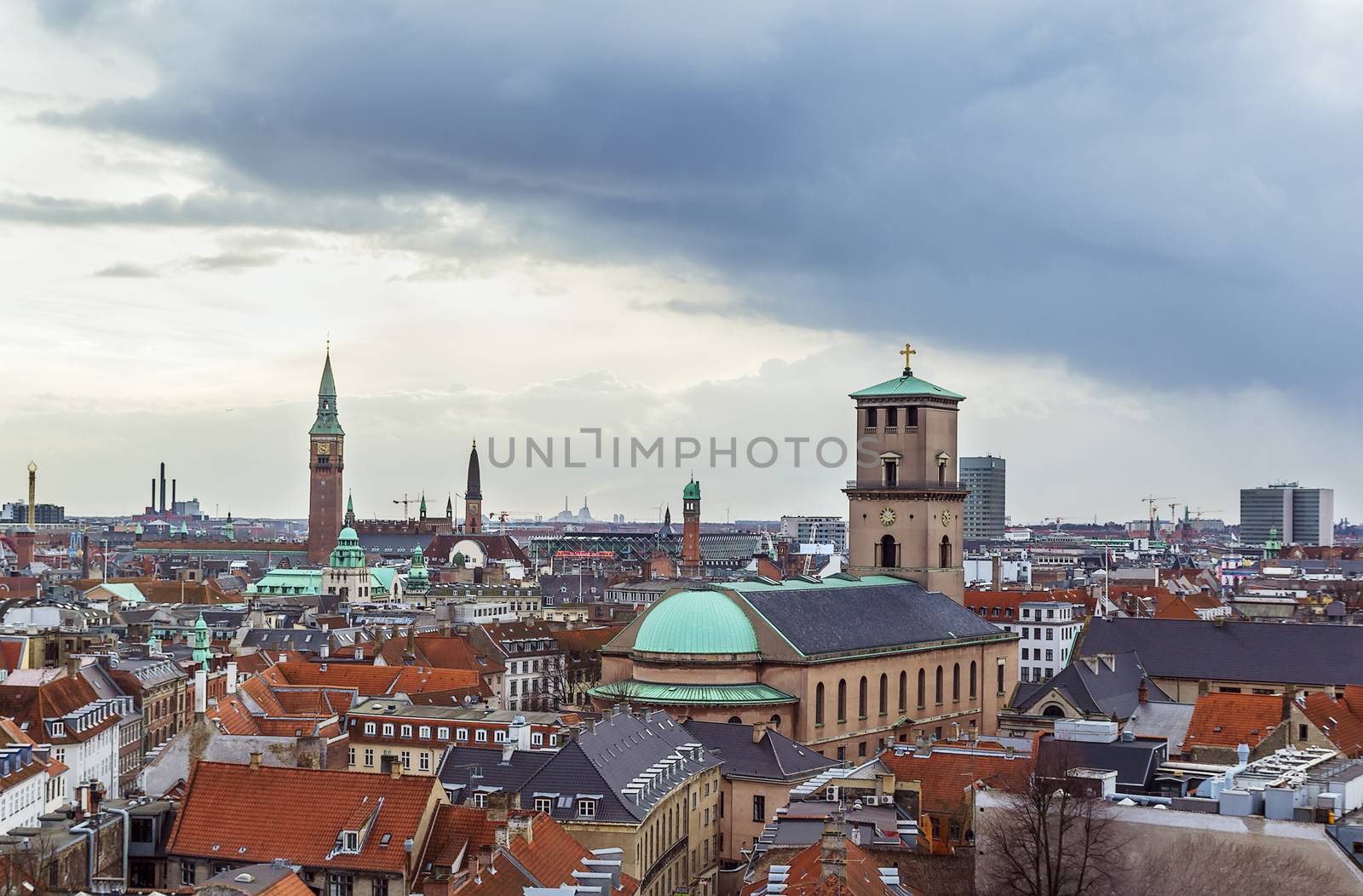 View  of Copenhagen historic centre from The Round Tower, Denmark