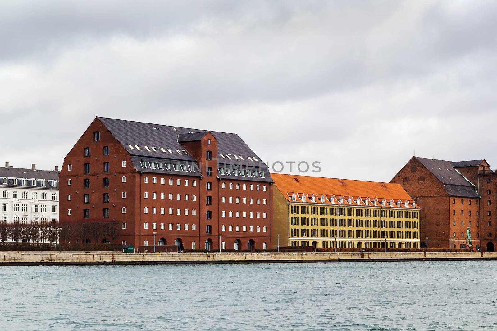 the House on the embankment of channel in Copenhagen, Denmark