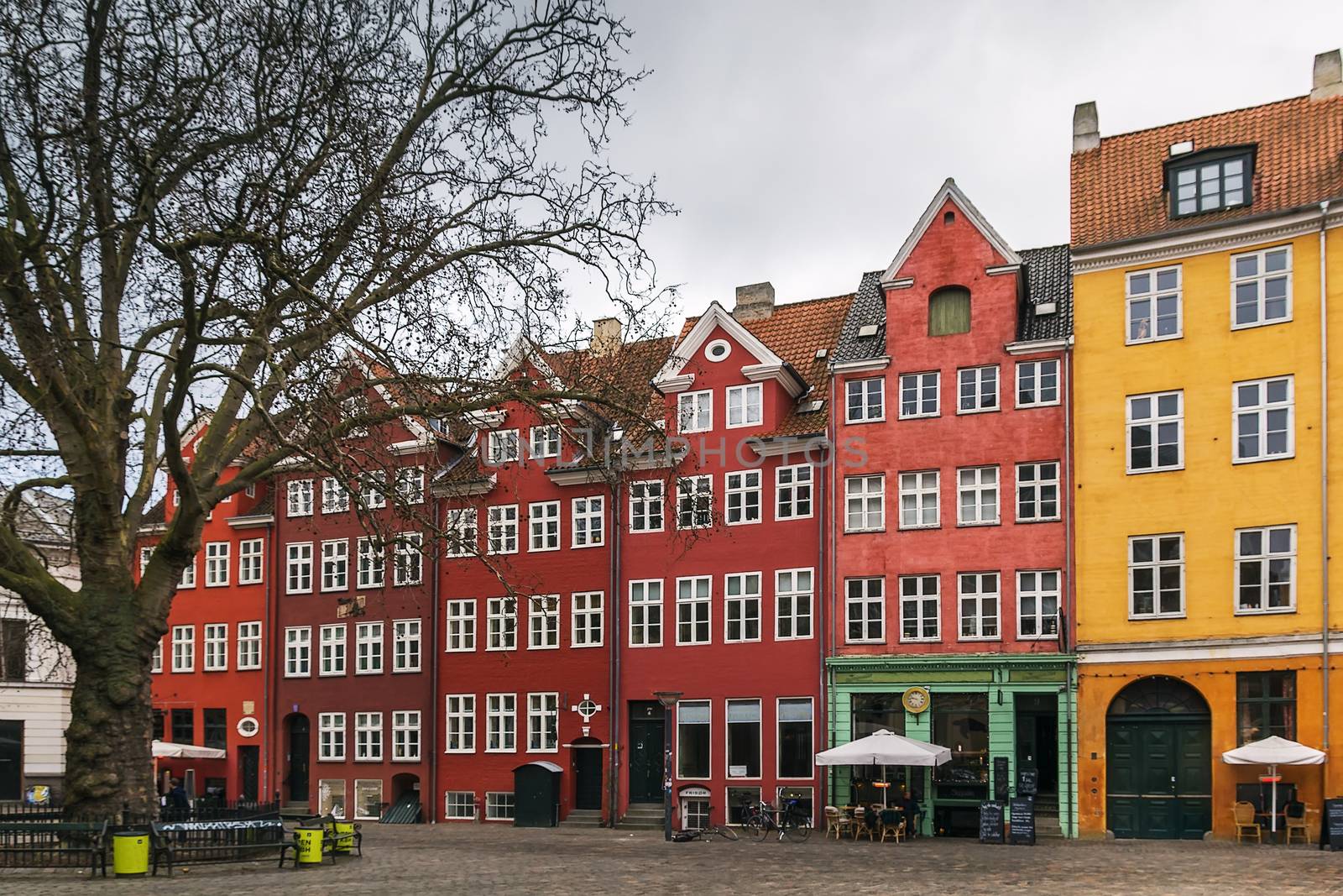 old houses on the square in the Centre of Copenhagen, Denmark