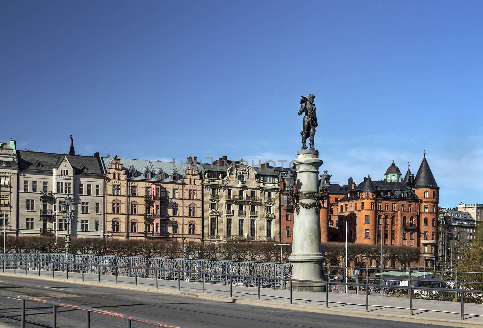 view of Strandvagen from Djurgarden in Stockholm, Sweden