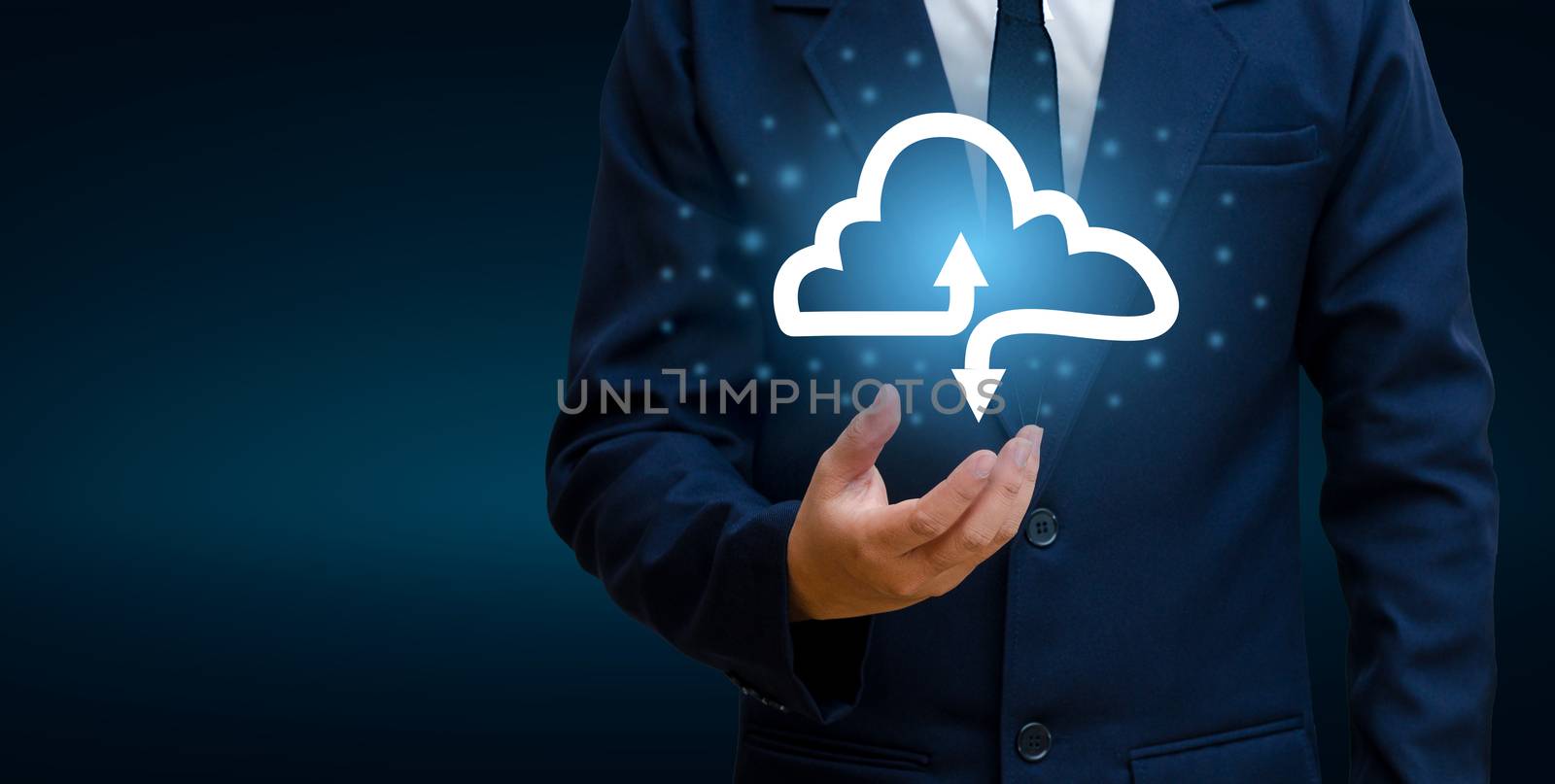 hand businessman connect Cloud collect data Cloud computing concept  businessman or information computing icon