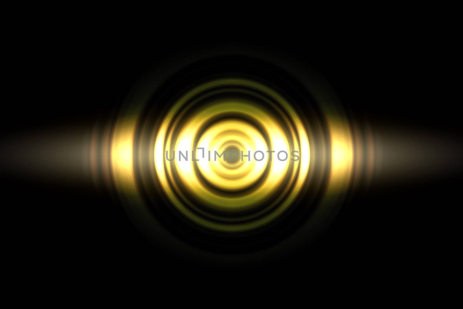 Sound waves oscillating golden light with circle spin, abstract background