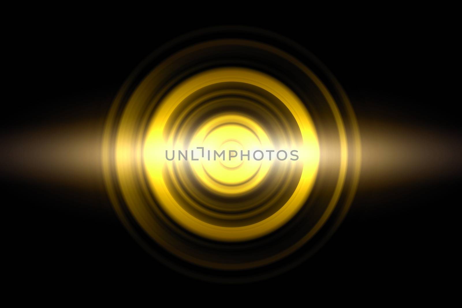 Sound waves oscillating golden light with circle spin, abstract background