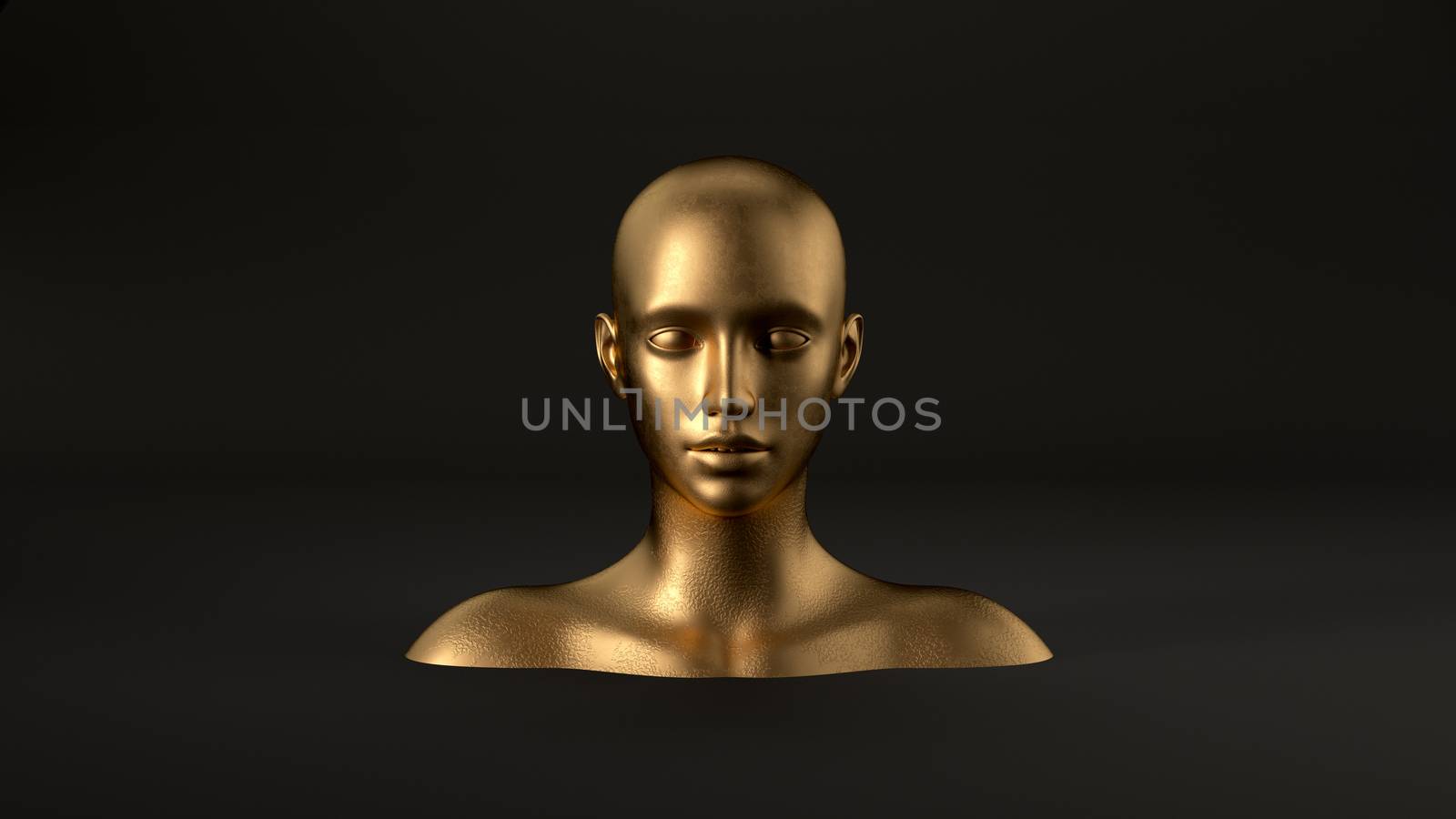 3d render of abstract mannequin female head on black background. Fashion woman.