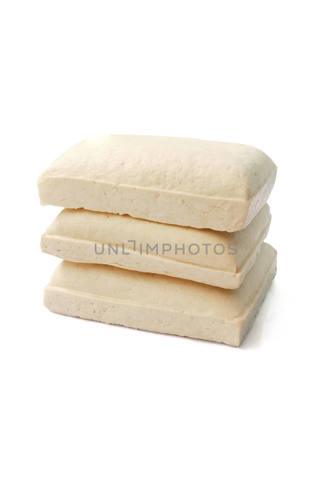 Fresh tofu on white background.(with Clipping Path).