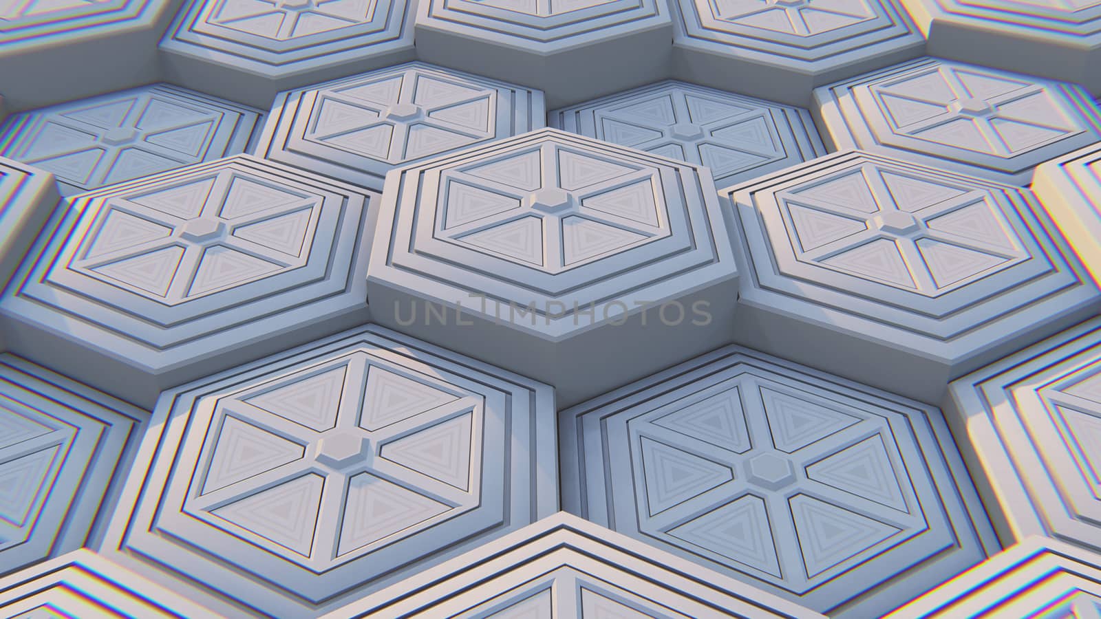 White geometric hexagonal abstract background. 3D illustration