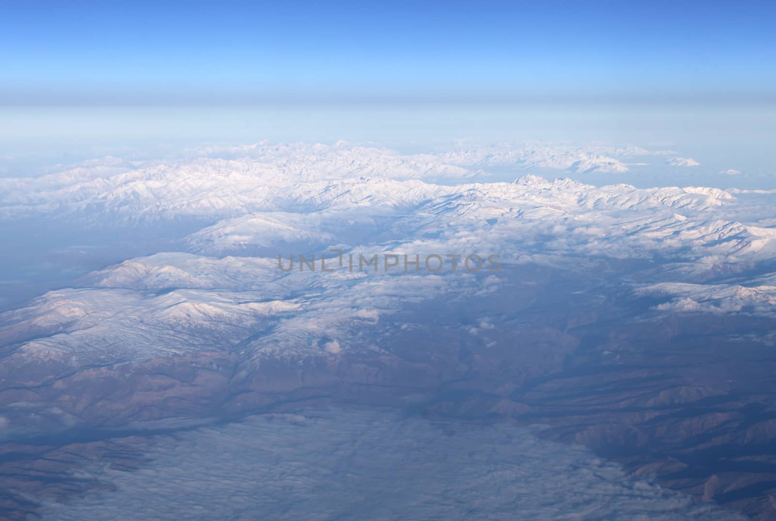 Mountain in Middle East, view from airplane