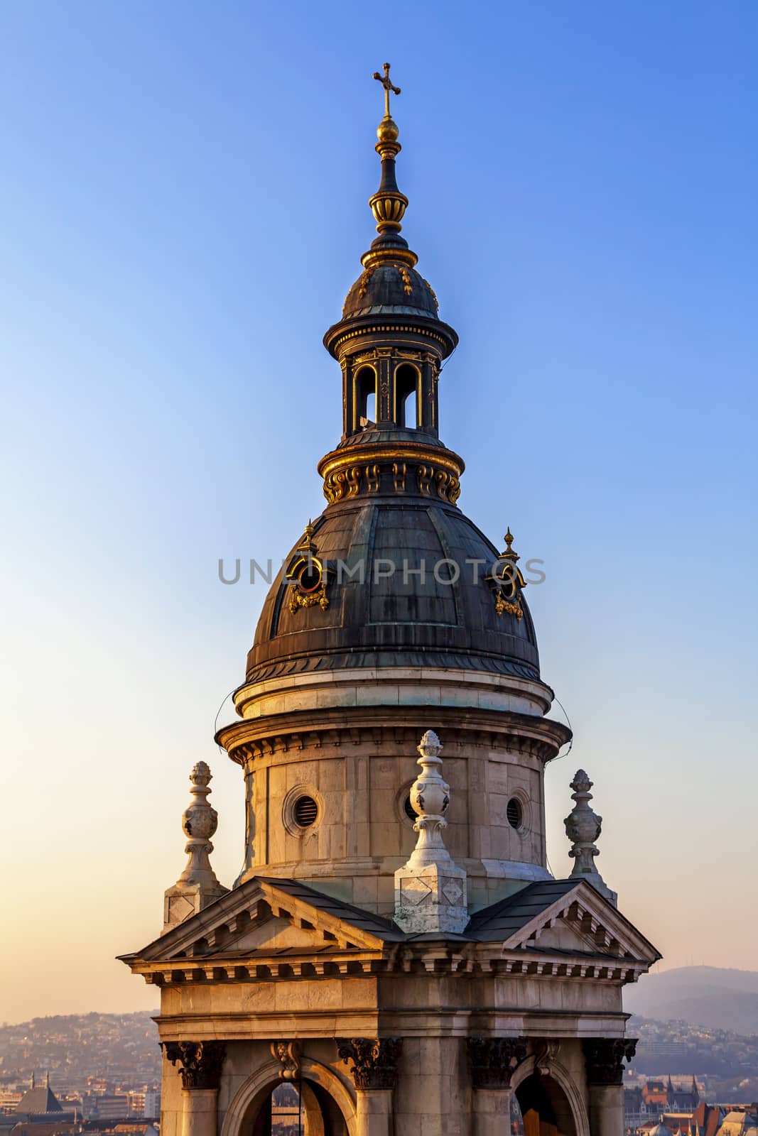 Side tower of St. Stephen's Basilica in Budapest, Hungary
