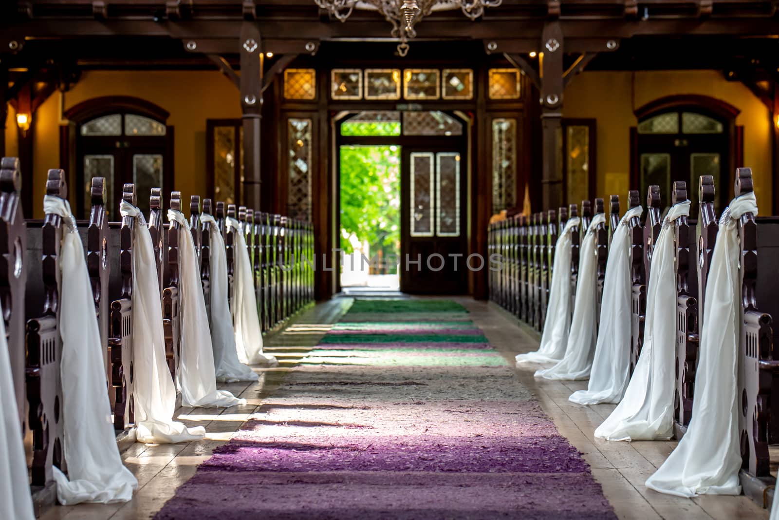 Church decorated for wedding ceremony by fotorobs