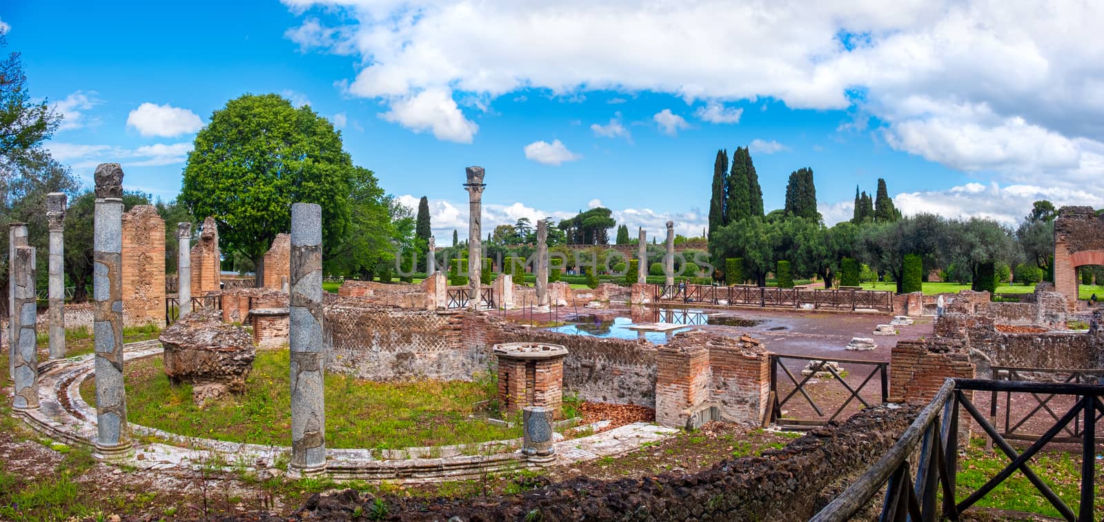 Tivoli - Villa Adriana or Hadrians Villa - Rome - Lazio landmark - Italy panoramic horizontal .
